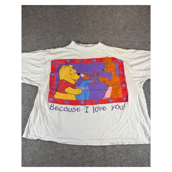 Vtg Winnie The Pooh Kanga W/ Roo Because I Love You Crop Top Womens M White Y2K - Picture 1 of 6